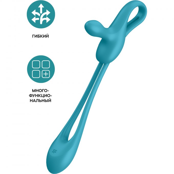 Многофункциональный гибкий вибратор для пар SATISFYER PLUG & PLAY1, силикон, аквамарин, 43,5 см 4043876